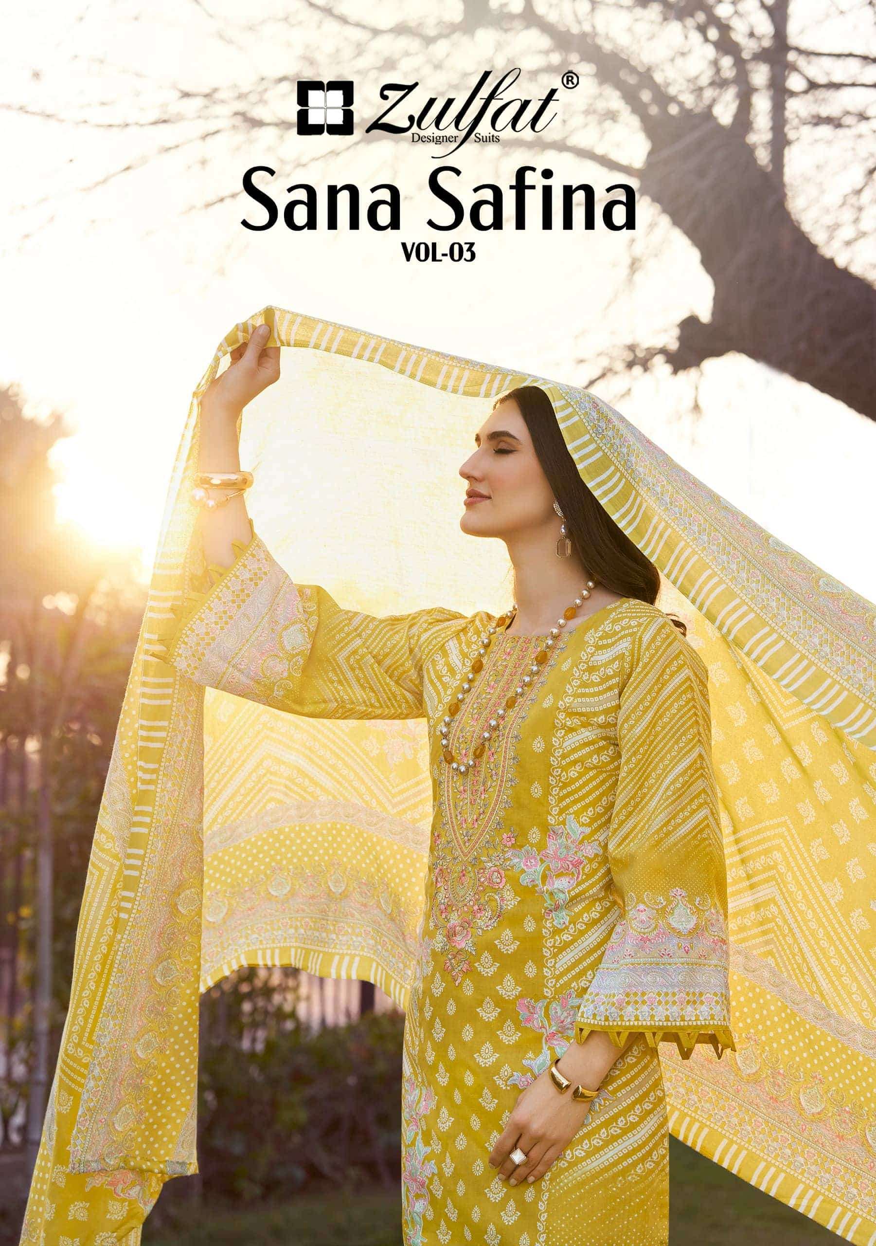 ZULFAT DESIGNER SANA SAFINA VOL 3 PURE COTTON SALER KAMEEZ WHOLESALER 