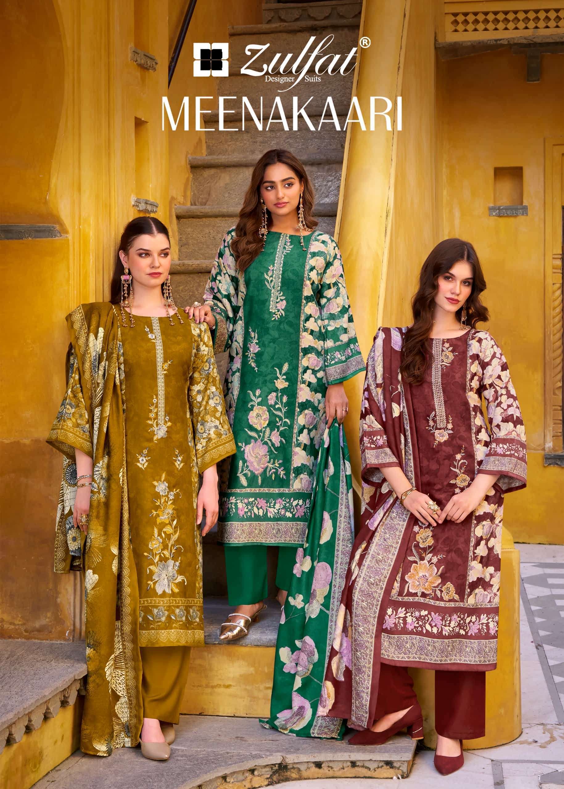 ZULFAT MEENAKARI PURE JAM COTTON SALWER KAMEEZ CATALOG SUPPLIER 