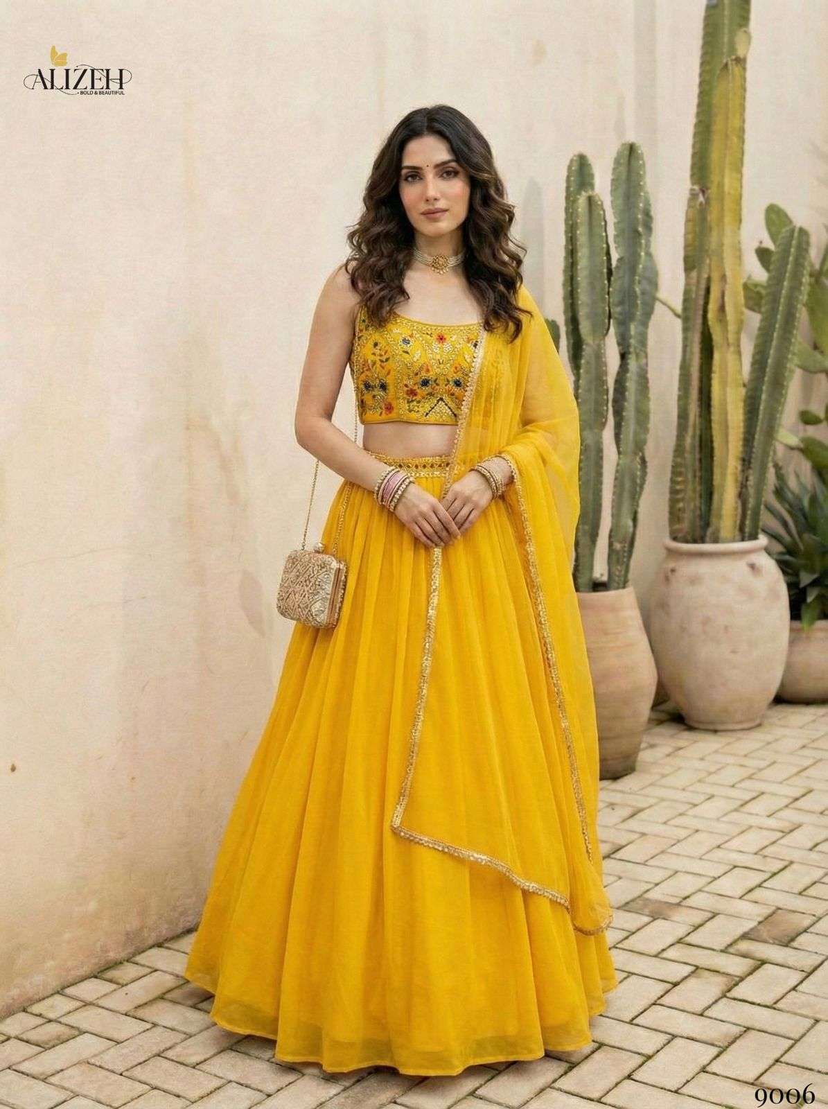 ALIZEH 9006 TO 9007 FANCY WORK GEORGETTE READYMADE LEHNGA WHOLESALE PRICE 