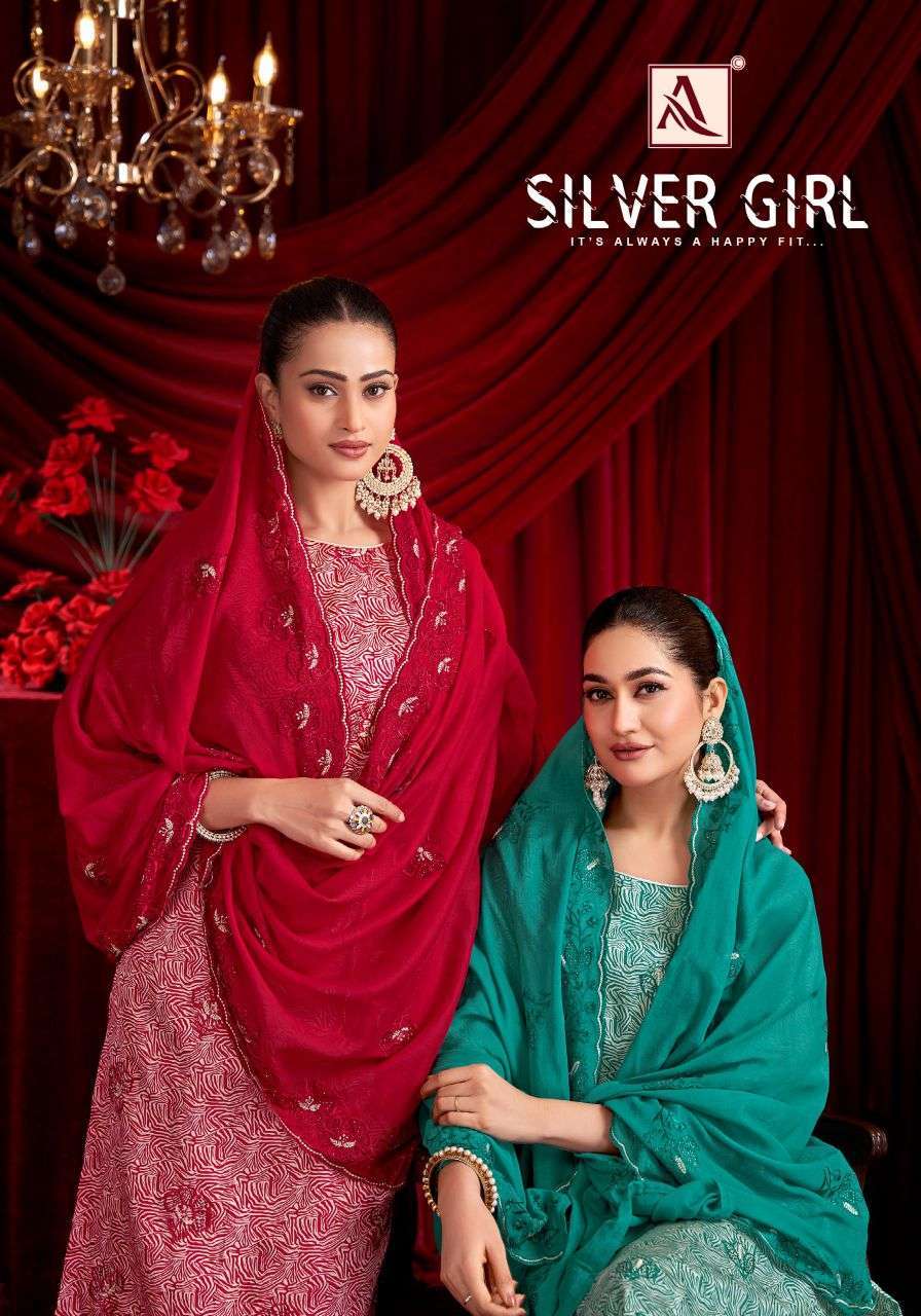 ALOK SUIT SILVER GIRL JAM COTTON EMBRODERY SUIT WHOLESALER BEST RATE 