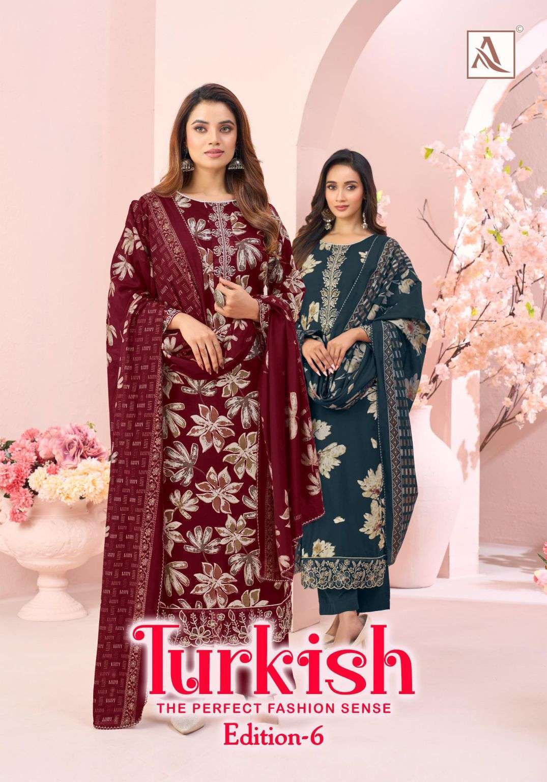 ALOK SUIT TURKISH VOL 6 VISCOSE RAYON EMBROIDERED SUIT WHOLESALER BEST RATE 