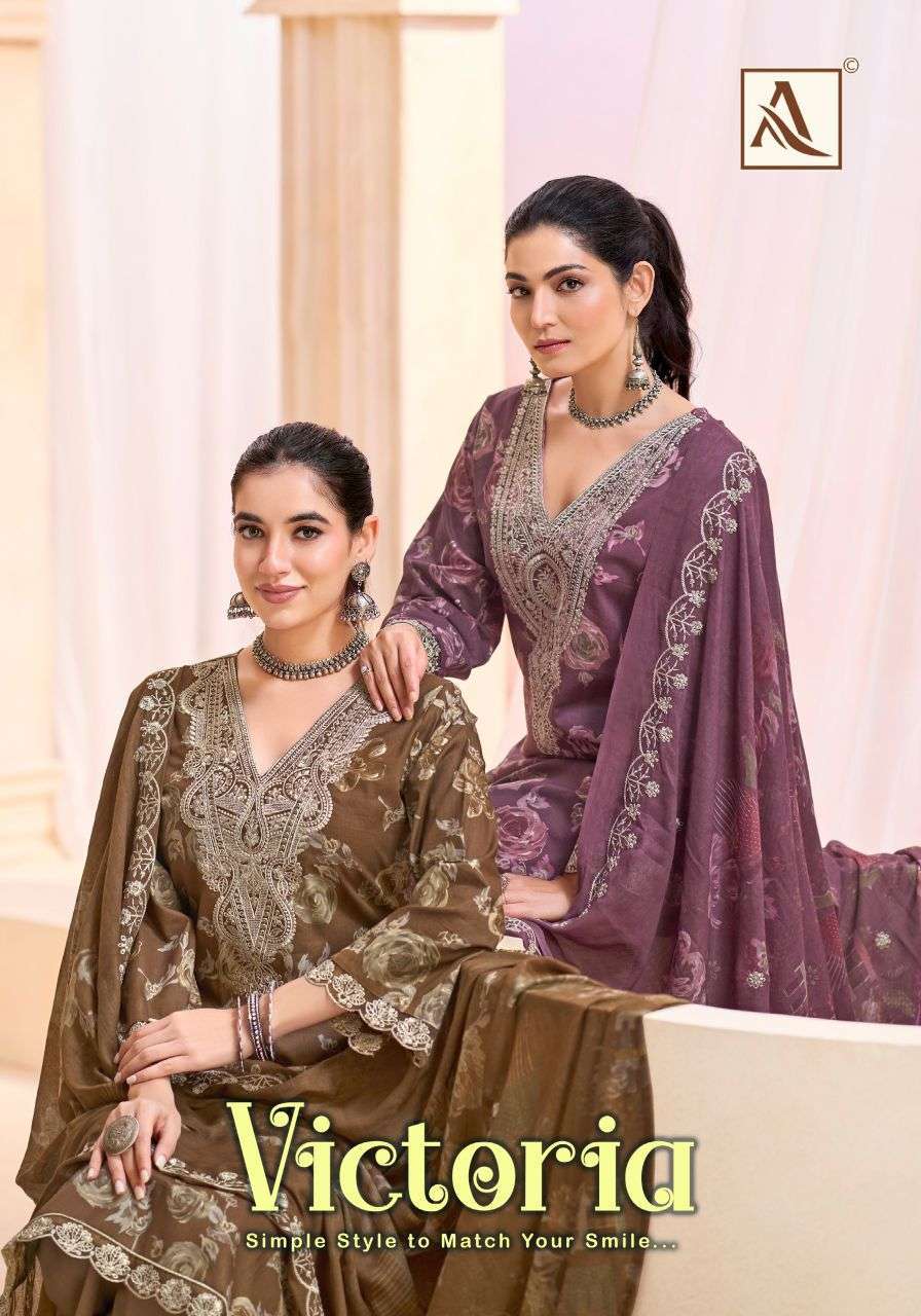 ALOK SUIT VICTORIA CAMRIC COTTON FANCY EMBROIDERED SALWER KAMEEZ WHOLESALER 