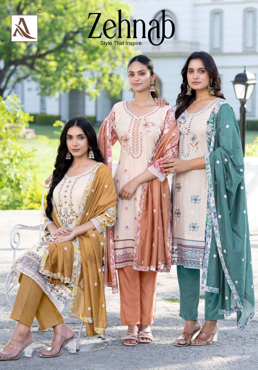 ALOK SUIT ZAHNAB RAYON FANCY EMBROIDERED DRESS WHOLESALER BEST RATE 