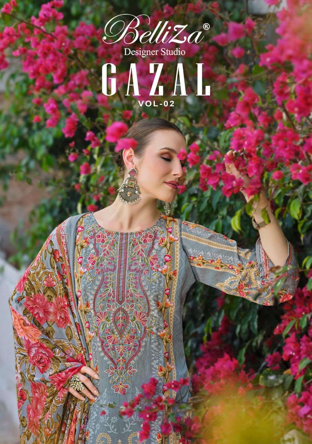 BELLIZA DESIGNER GAZAL VOL 2 CREPE WITH SELF EMBROIDERY SUIT WHOLESALER 2026