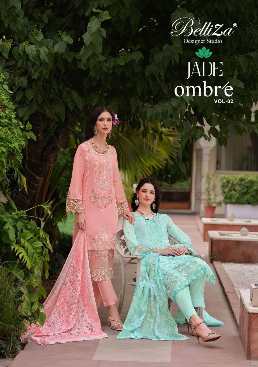 BELLIZA DESIGNER JADE OMBRE VOL 2 LAWN COTTON SALWER KAMEEZ CATALOGUE WHOLESALER BEST RATE 2026