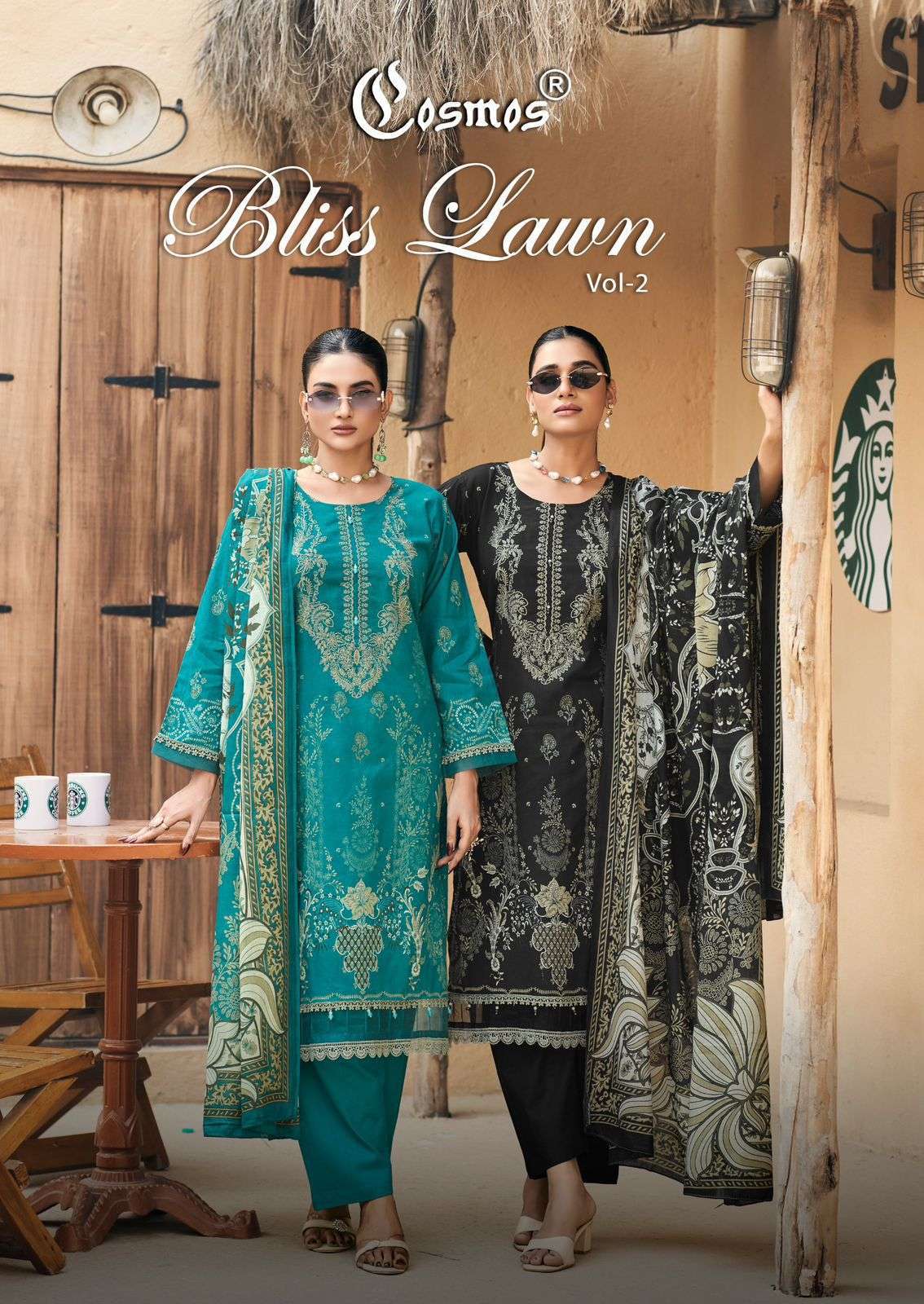 COSMOS FASHION BLISS LAWN VOL 2 SELF EMBROIDERY COTTON PAKISTANI SUIT WHOLESALER BEST RATE 