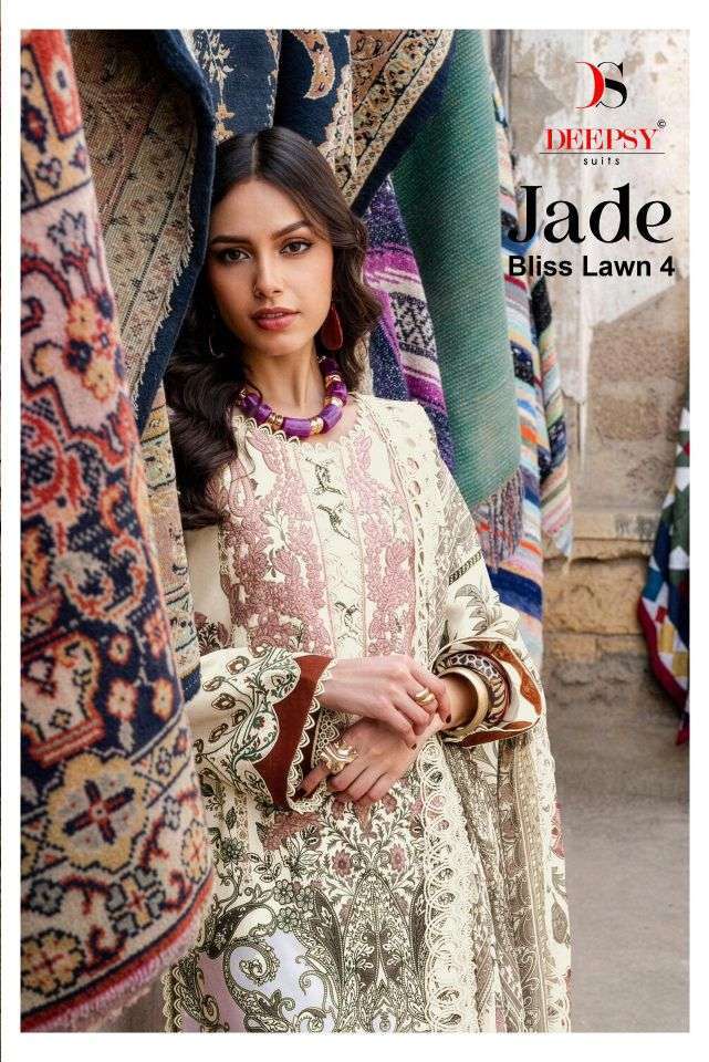 DEEPSY SUIT JADE BLISS LAWN VOL 4 PATCH WORK PAKISTANI SUIT WHOLESALER 2026