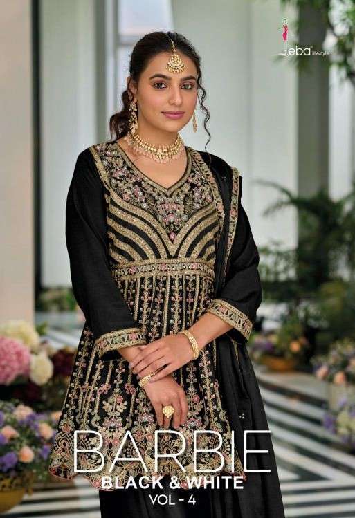 EBA LIFESTYLE BARBIE BLACK AND WHITE VOL 4 CHINON HEAVY EMBROIDERD SUIT WHOLESALER  