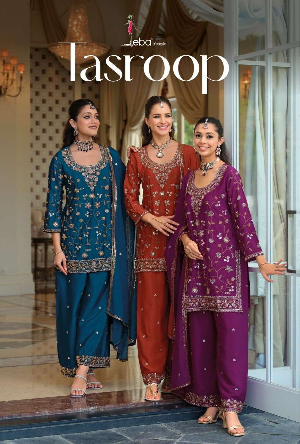 EBA LIFESTYLE TASROOP CHINON FANCY BEADS SALWER KAMEEZ SUIT WHOLESALER 