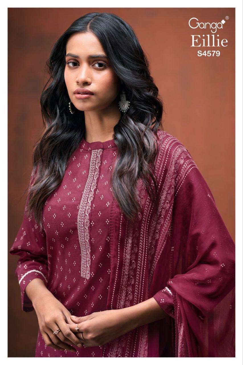 GANGA FASHION EILLIE 4579 COTTON EMBROIDEYR SUIT WHOLESALER 
