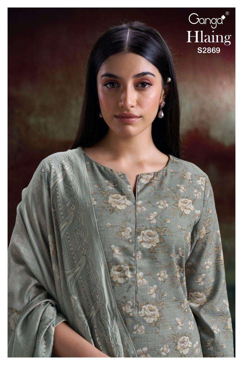 GANGA FASHION HILAING 2869 HANDLOOM COTTON PRINTES SUIT WHOLESALER 
