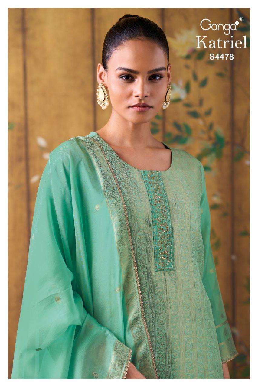 GANGA FASHION KATRIEL 4478 VISCOSE SILK JACQUARD SUIT WHOLESALER 