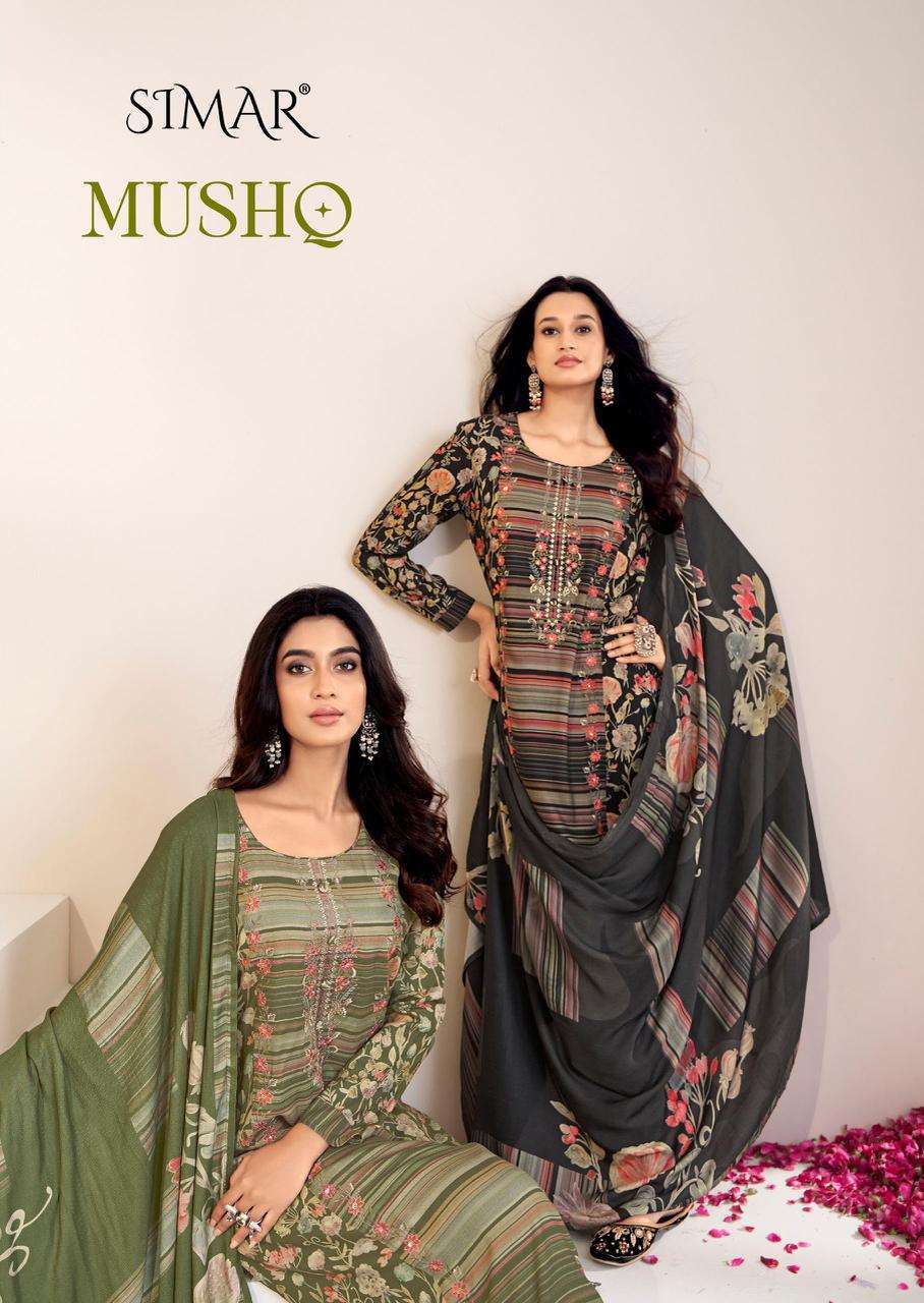 GLOSSY MUSHQ VISCOSE MUSLIN LADIES SUIT WHOLESALER BEST RATE