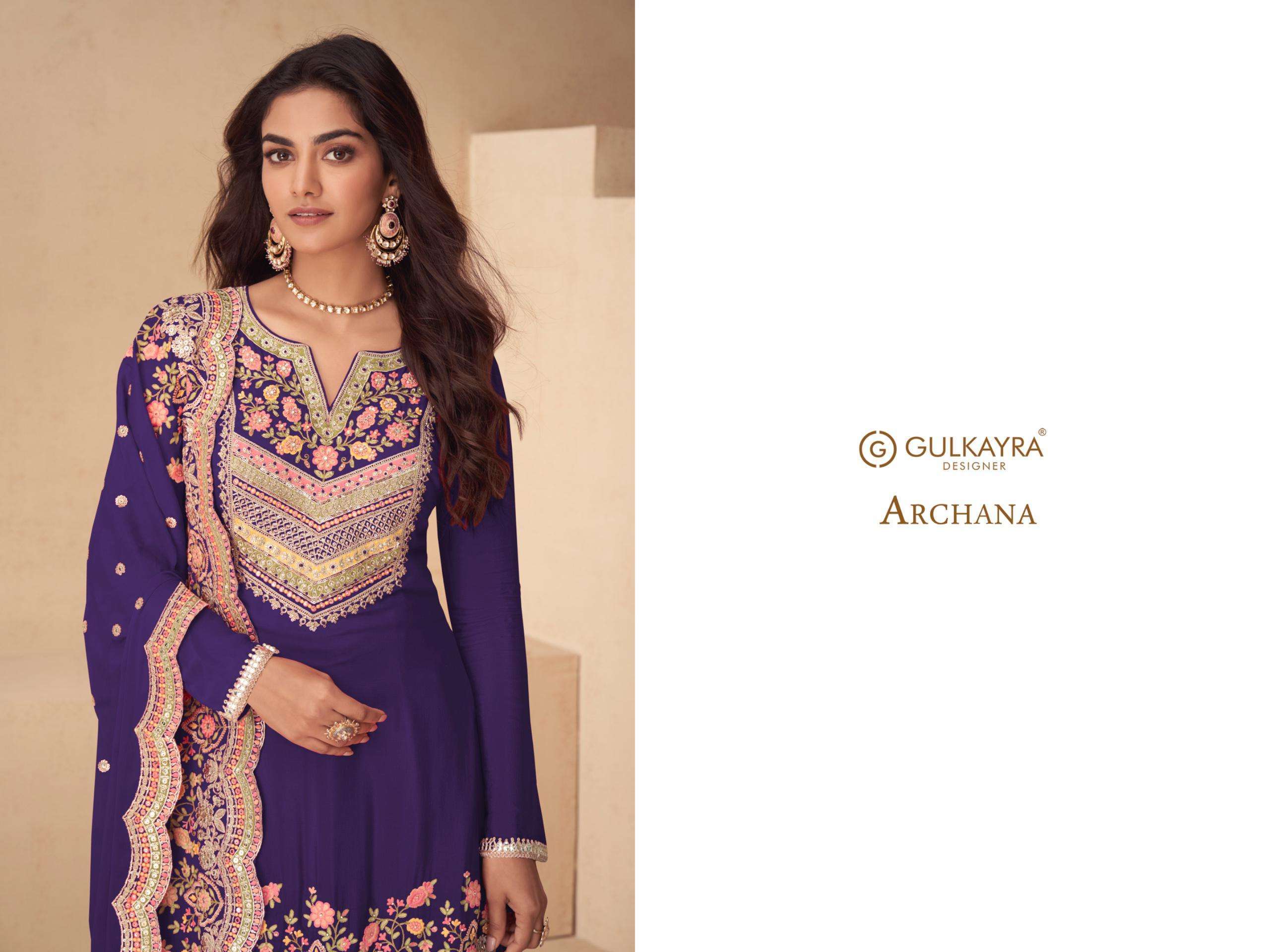 GULKAYRA DESIGNER ARCHANA REAL CHINON PALAZZO SUIT EXPORTER 
