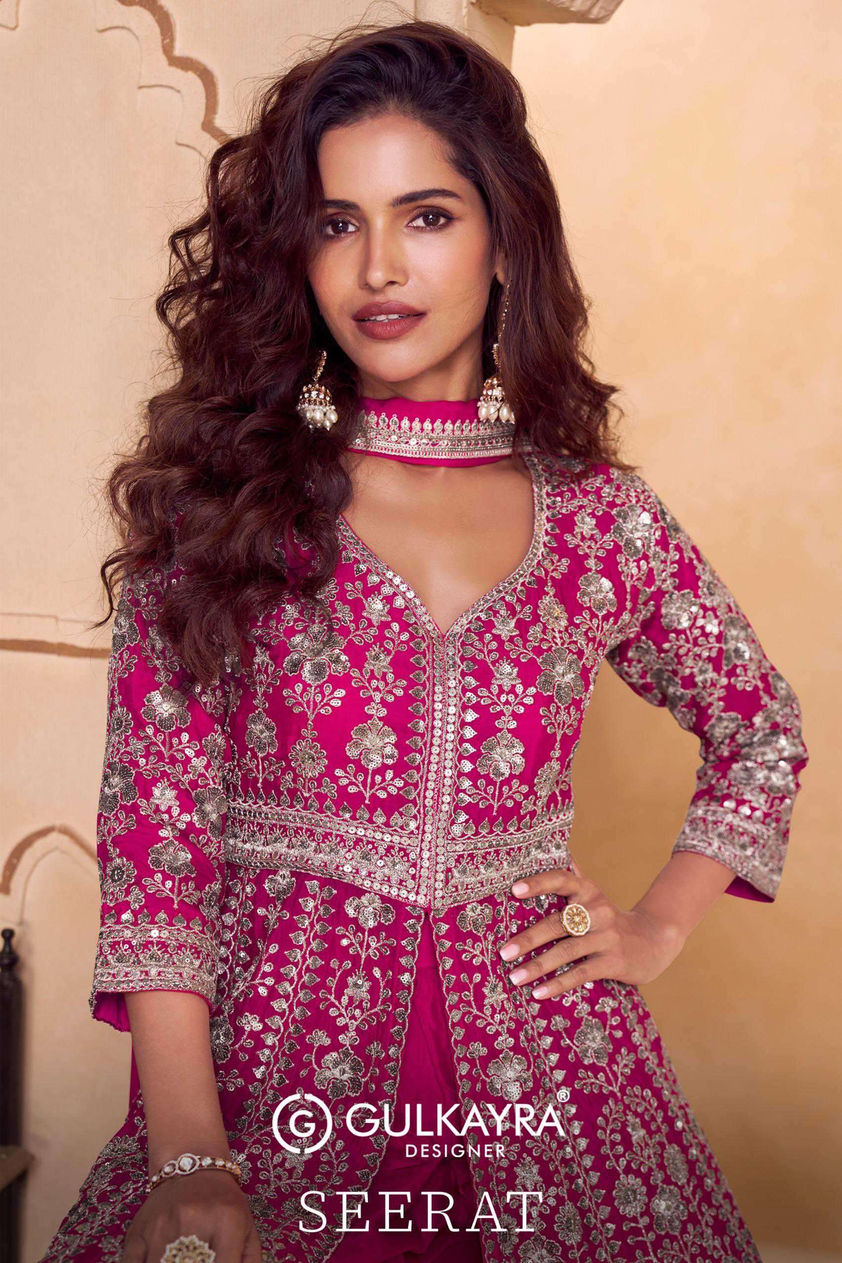 GULKAYRA DESIGNER SEERAT 7666 COLORS CHINON PARTY WEAR SUIT WHOLESALER 