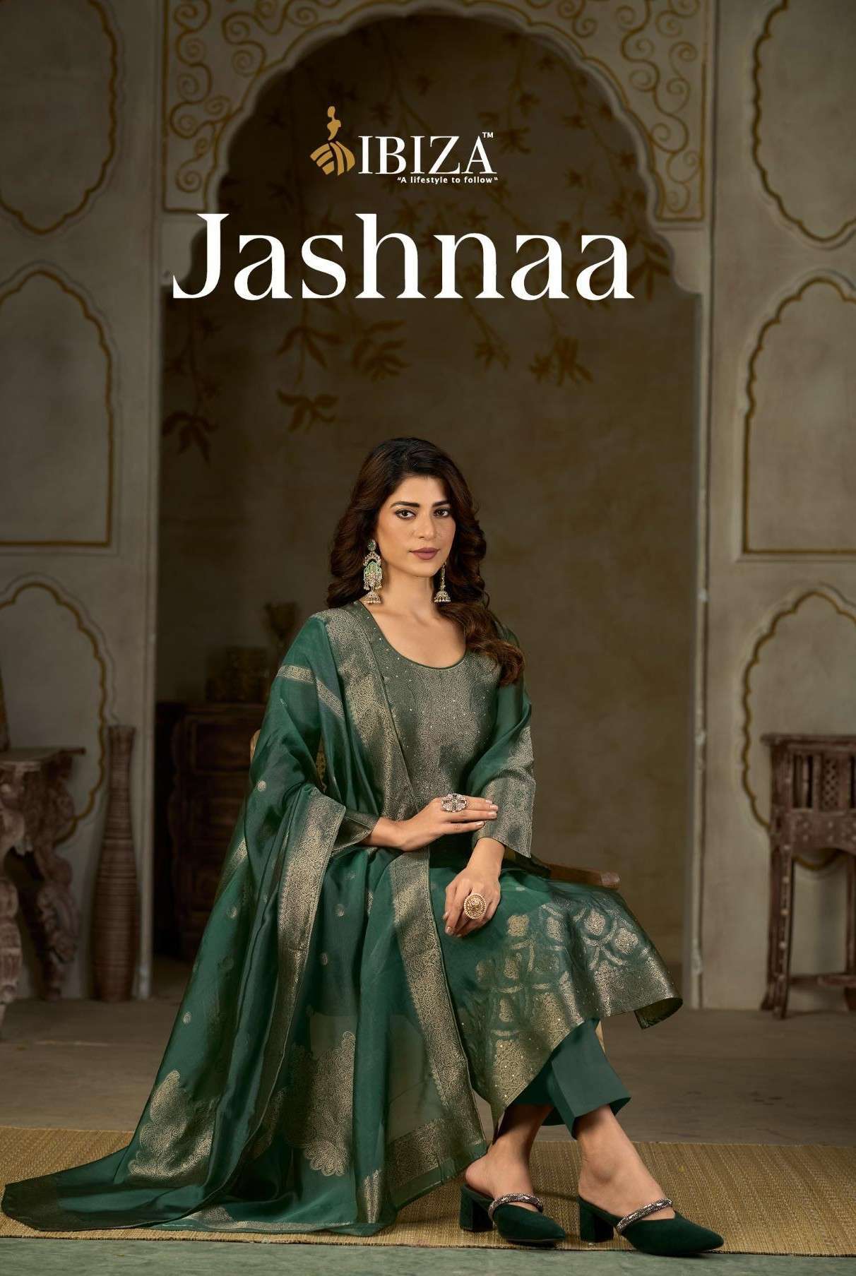IBIZA LIFESTYLE JASHNAA BANGLORY SILK JACQUARD SUIT WHOLESALER BEST RATE 