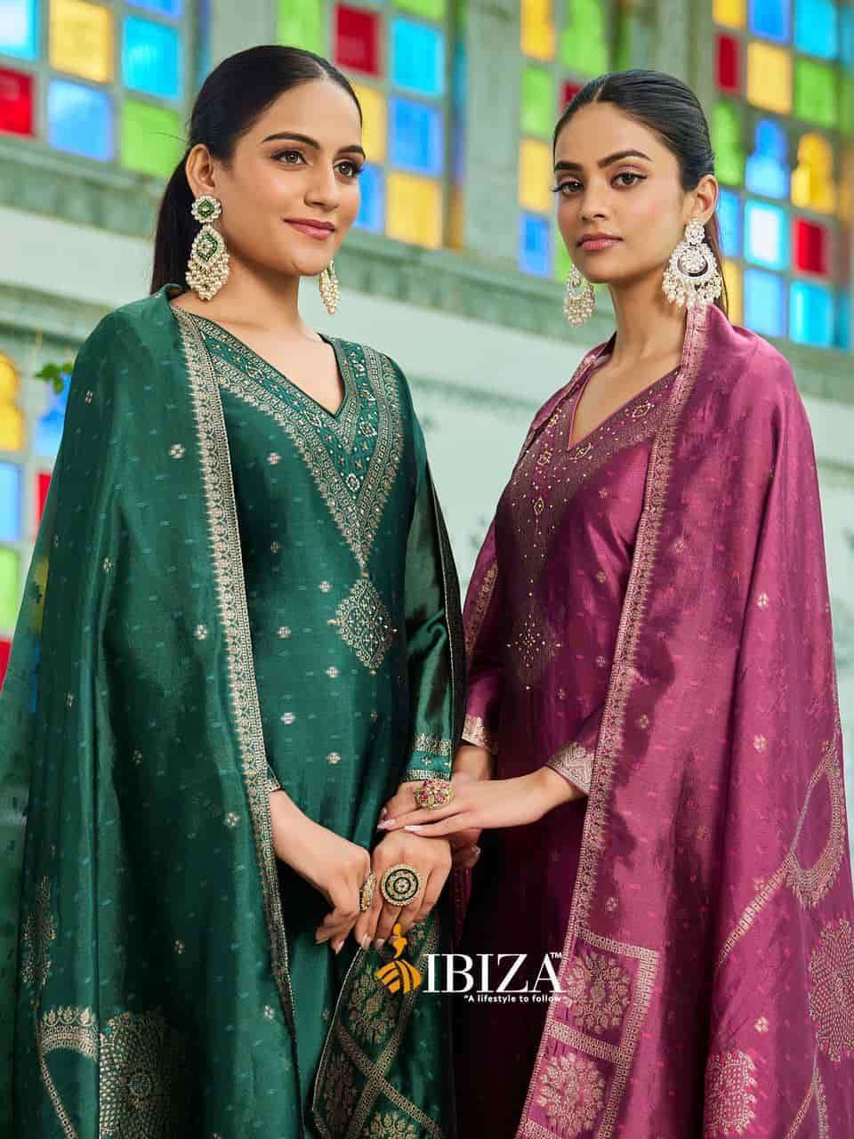 IBIZA LIFESTYLE OLIVIA BANGLORY SILK JACQUARD PARTYWEAR SUIT WHOLESALER 