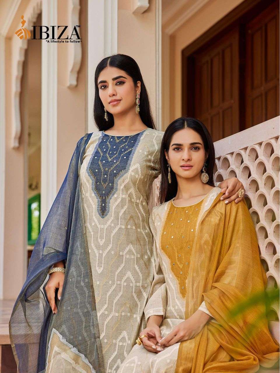 IBIZA LIFESTYLE SAPTRANGI SILK JACQUARD FANCY WORK SALWER KAMEEZ SUIT WHOLESALER 