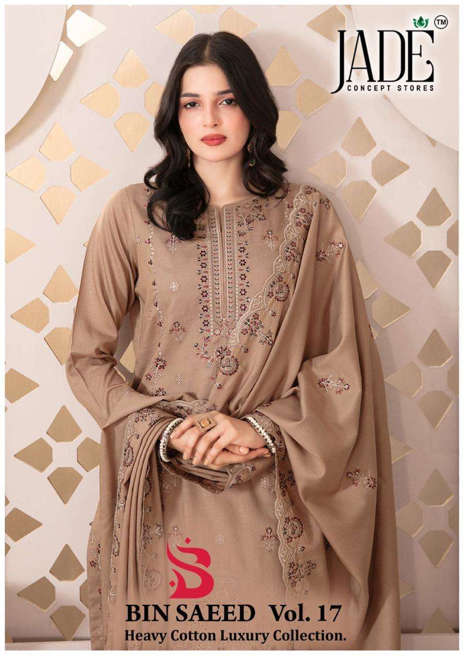 JADE BIN SAEED VOL 17 LAWN COTTON PAKISTANI PRINTED SUIT WHOLESALER 