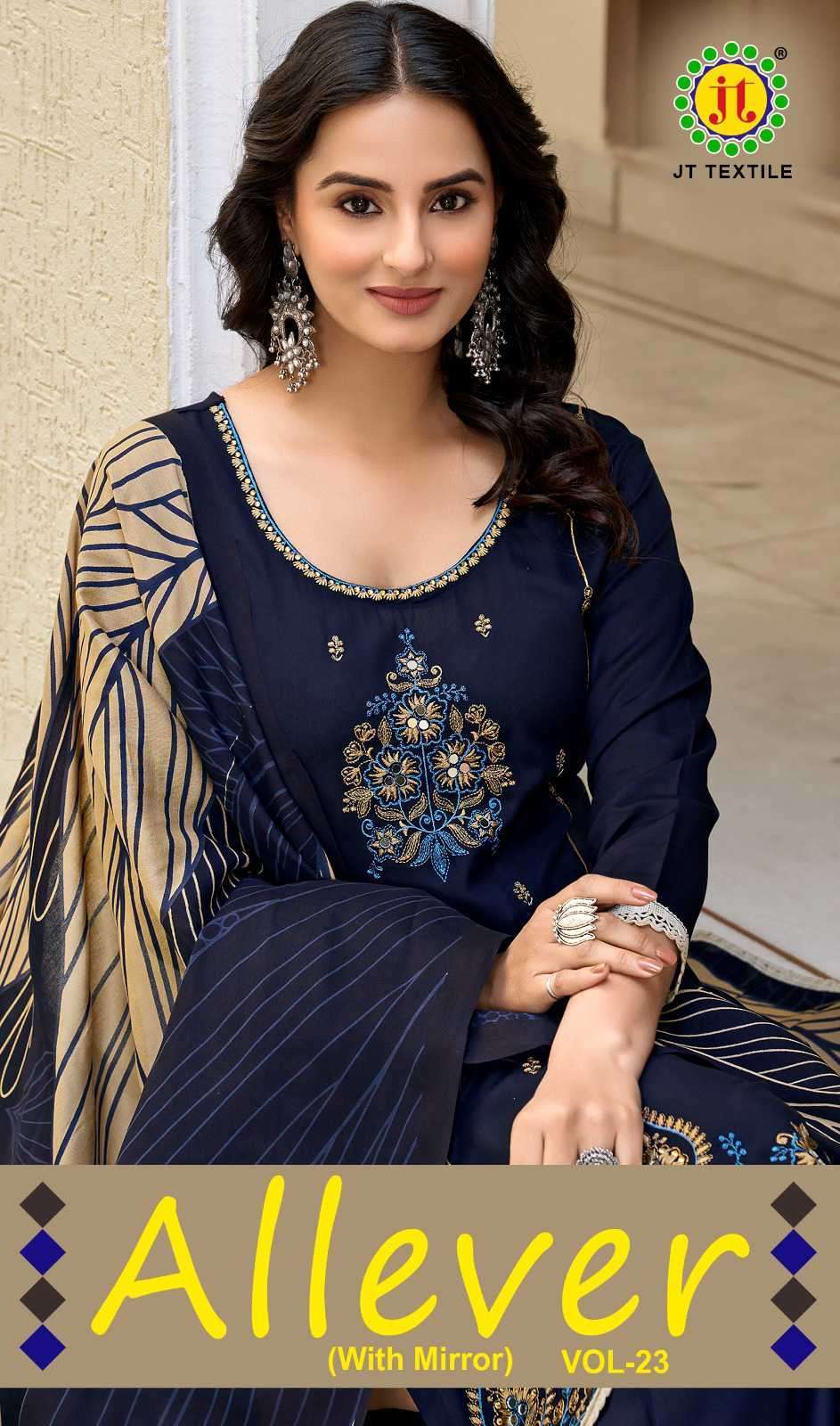 JT TEXTILE ALLEVER VOL 23 RAYON SALWER SUIT WHOLESALER 