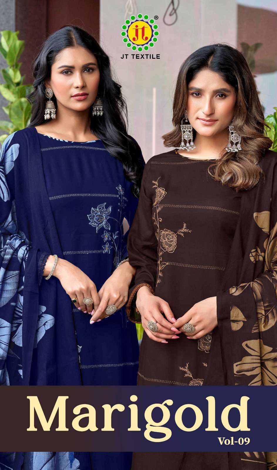JT TEXTILE MARI GOLD VOL 9 RAYON SUIT WHOLESALER BEST RATE 