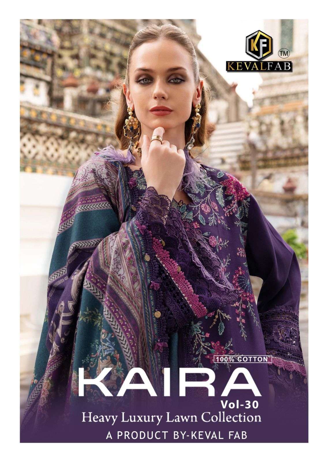 KEVAL FAB KAIRA VOL 30 LAWN COTTON PRINTED SUIT COLLECTION WHOLESALE PRICE 