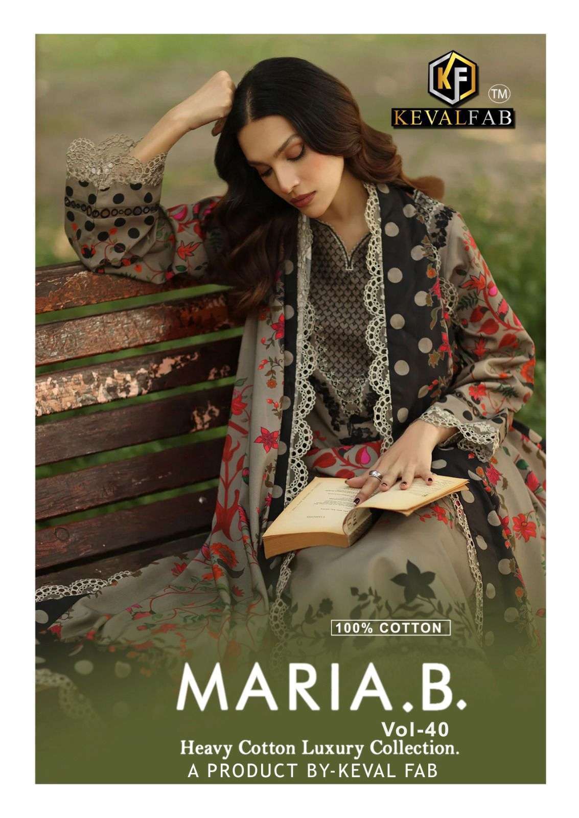 KEVAL FAB MARIA B VOL 40 PRINTED COTTON SUIT WHOLESALE PRICE