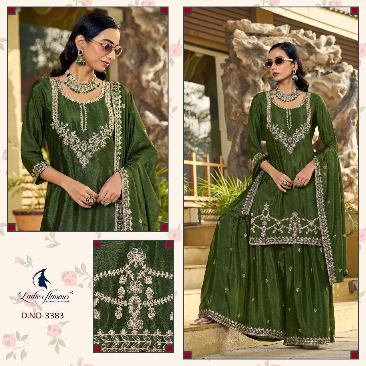 LADIES FLAVOUR 3382 TO 3384 CHINON BLOOMING KURTI WHOLESALER 