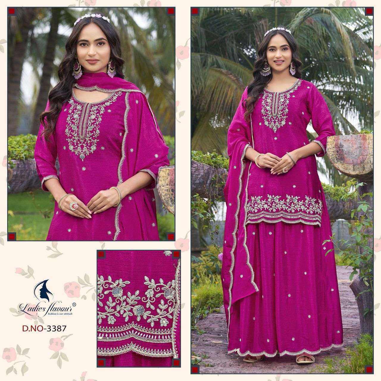 LADIES FLAVOUR 3385 TO 3387 COLORS CHINON READYMADE SET WHOLESALER 