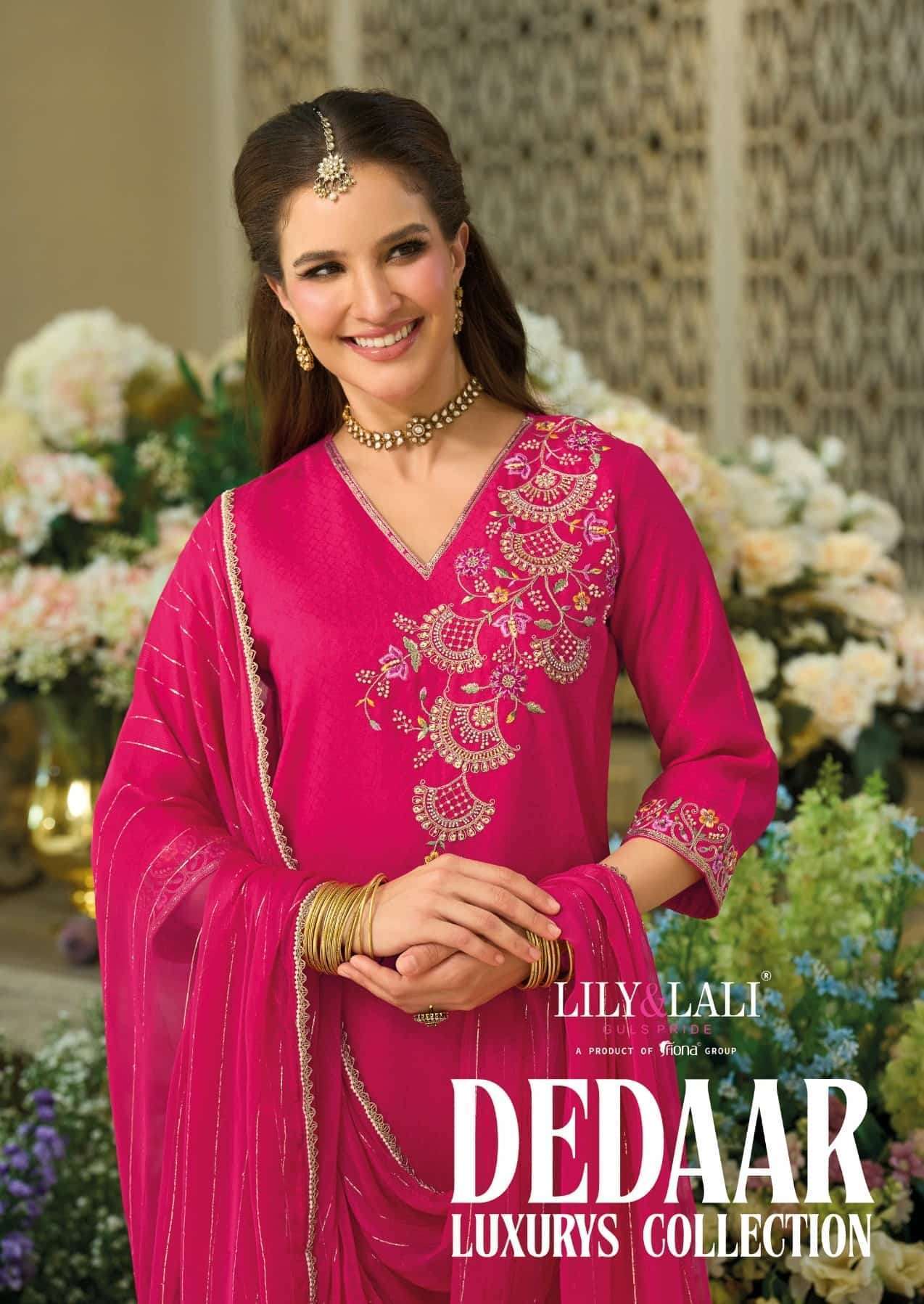 LILY AND LALI DEEDAR VISCOSE SILK EMBRODERY 3 PCS SET COLLECTION 