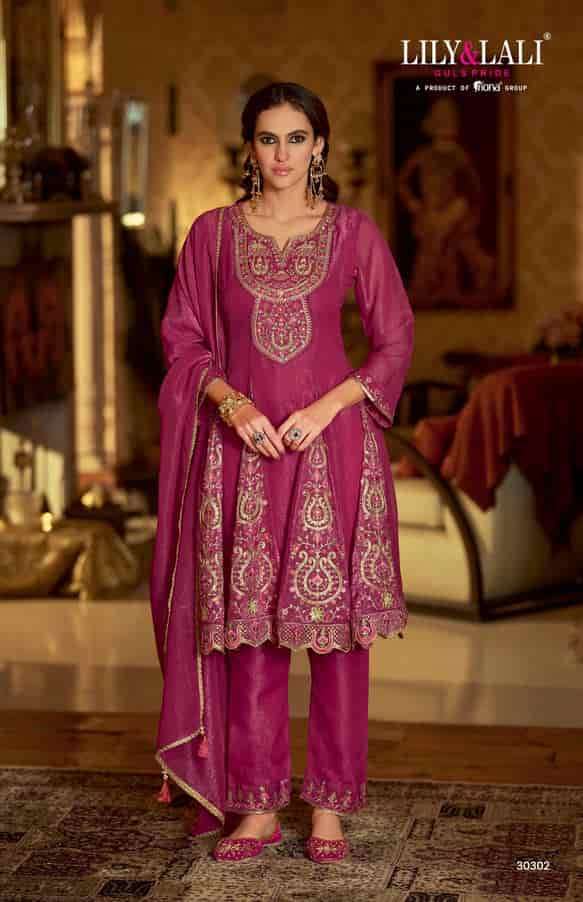 LILY AND LALI GULNAAR FANCY SILK EMBROIDERED READYMADE 3 PCS SET WHOLEALER 