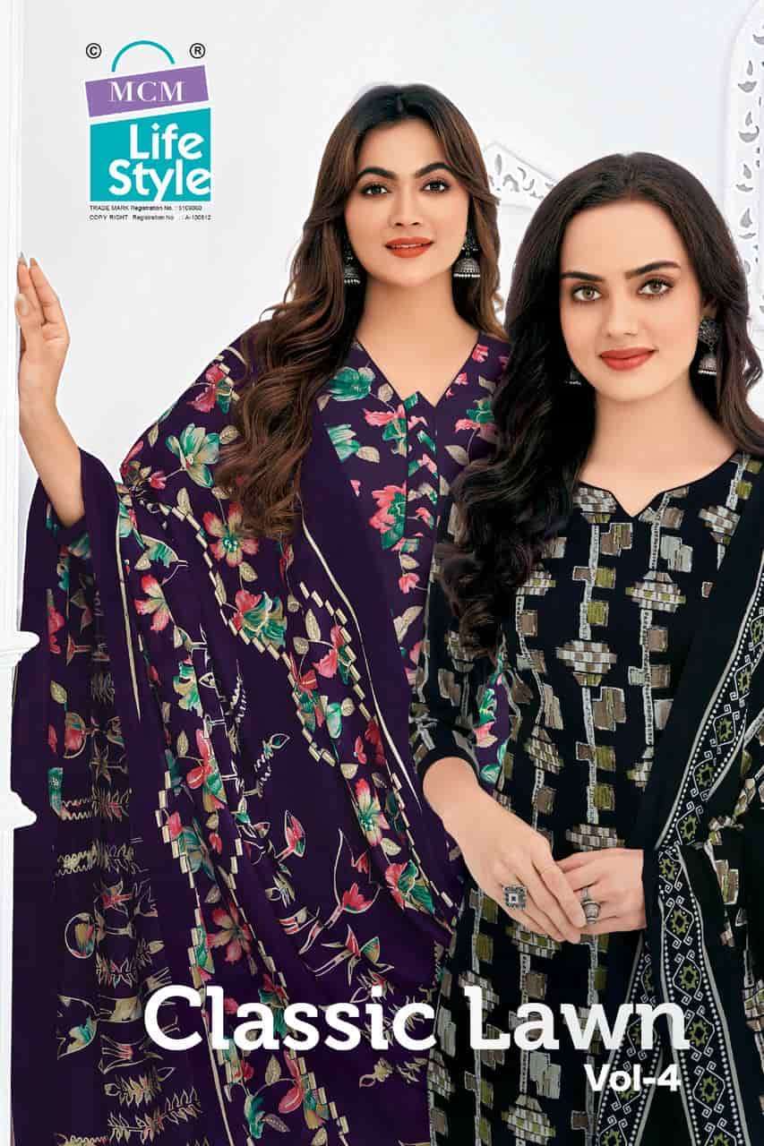 MCM LIFESTYLE CLASSI LAWN VOL 4 COTTON PRINTED SALWER KAMEEZ SUIT WHOLESALER 