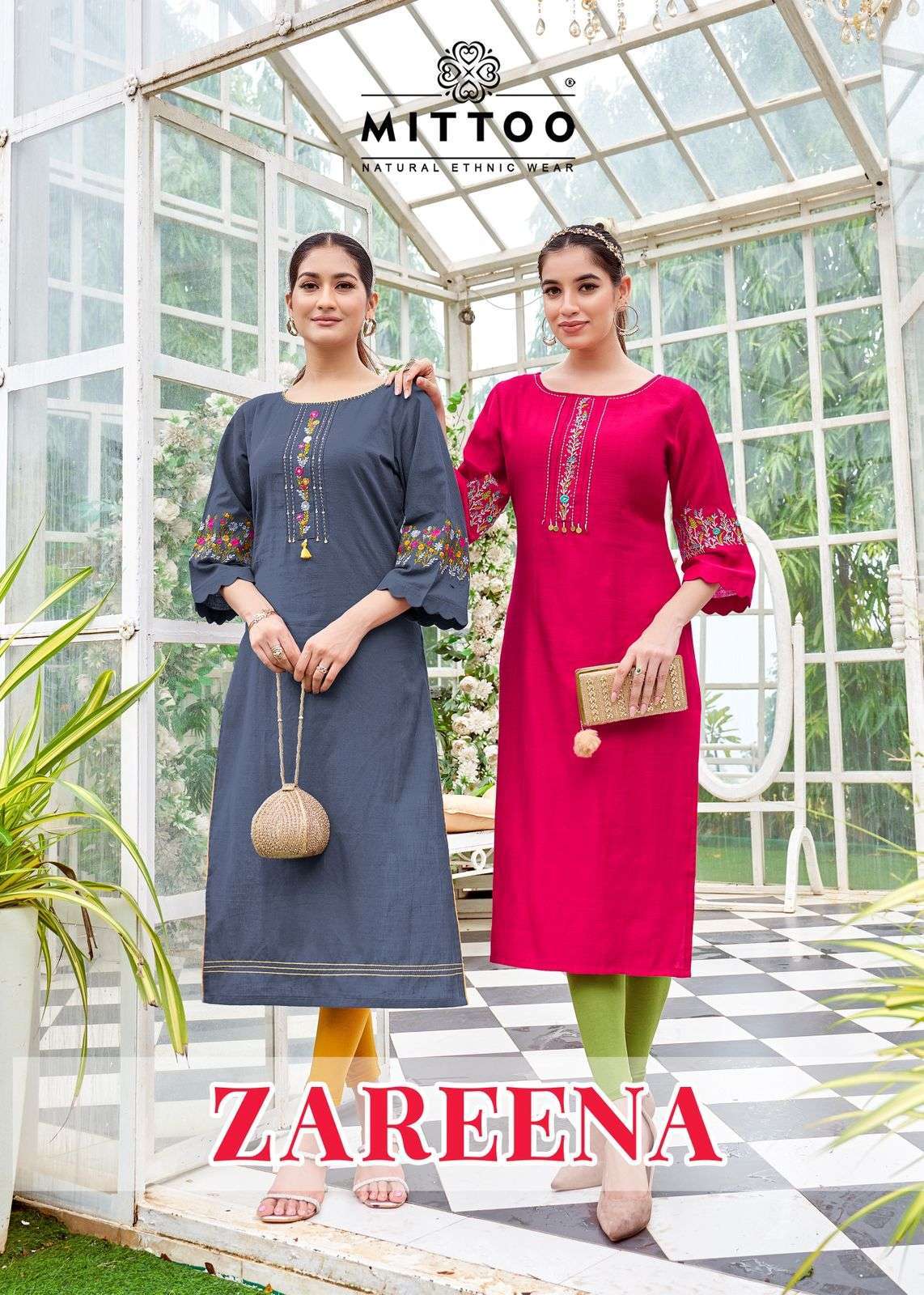 MITTOO ZAREENA VOL 1 HEAVY REYON HAND WORK KURTI WHOLESALER 