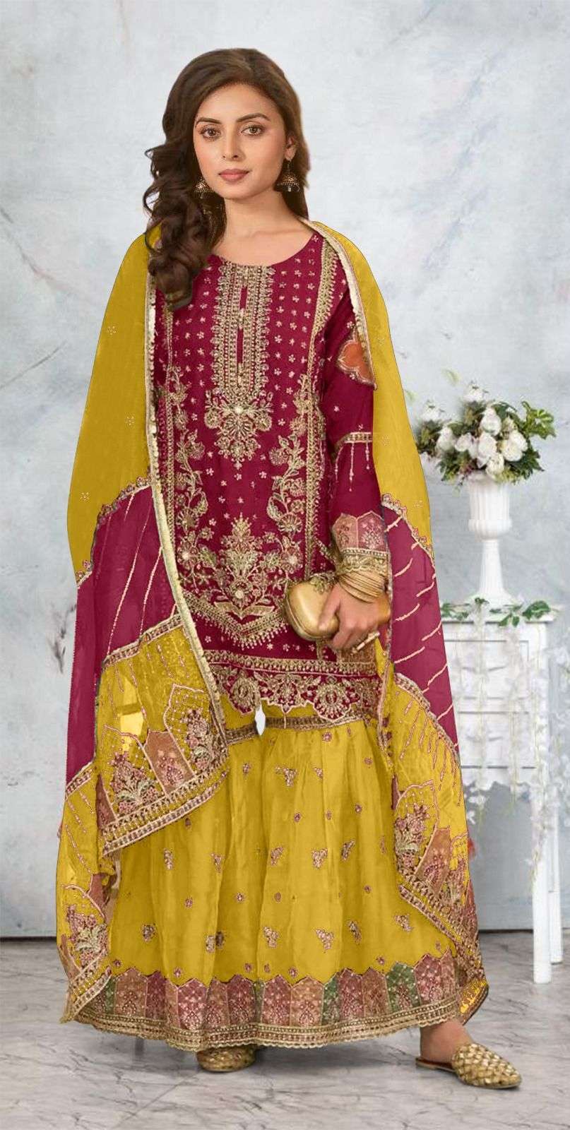 MOTIFZ R 1213 COLOURS DESIGNER ORGANZA EMBRODERY SUIT WHOLESALER 