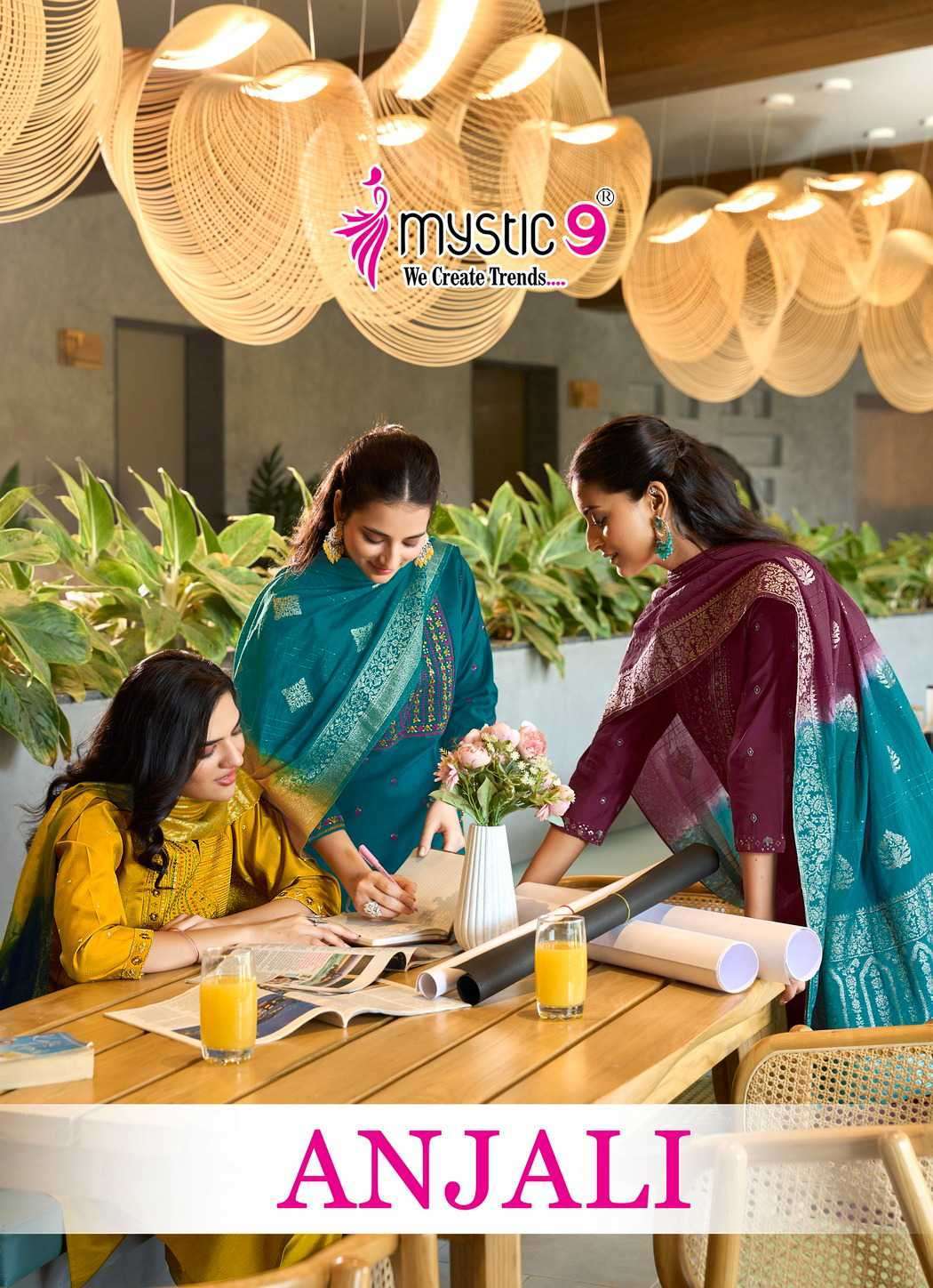 MYSTIC 9 ANJALI VOL 1 REDYMADE GADHWAL SILK READYMADE SALWER KAMEEZ WHOLESALER 