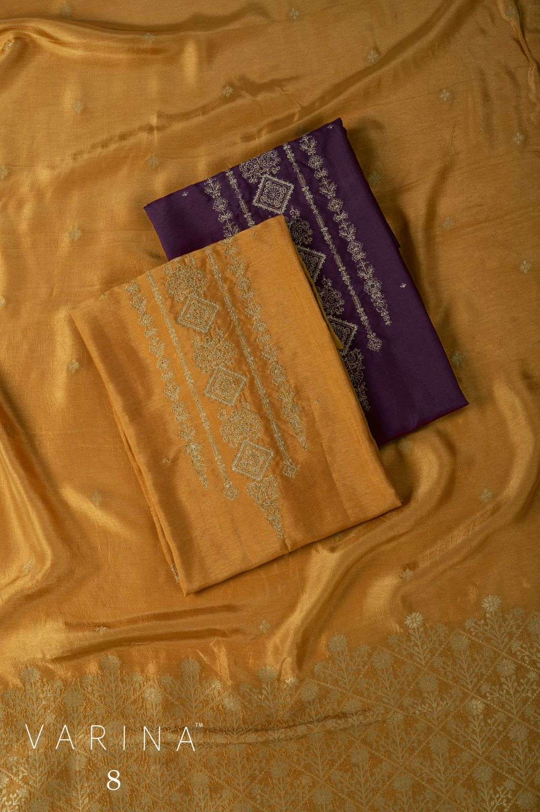 OMTEX VARINA D 8 RUSSIN SILK EMBROIDERED SALWER KAMEEZ 