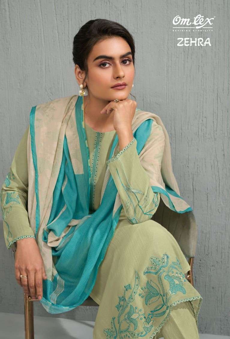 OMTEX ZEHRA CHANDERI SILK HANDWORK SUIT WHOLESALER 