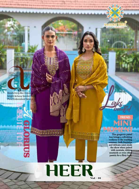 PASSION TREE HEER VOL 1 HEAVY EMBROIDERY KURTI BOTTOM WITH DUPATTA SET EXPORTER 