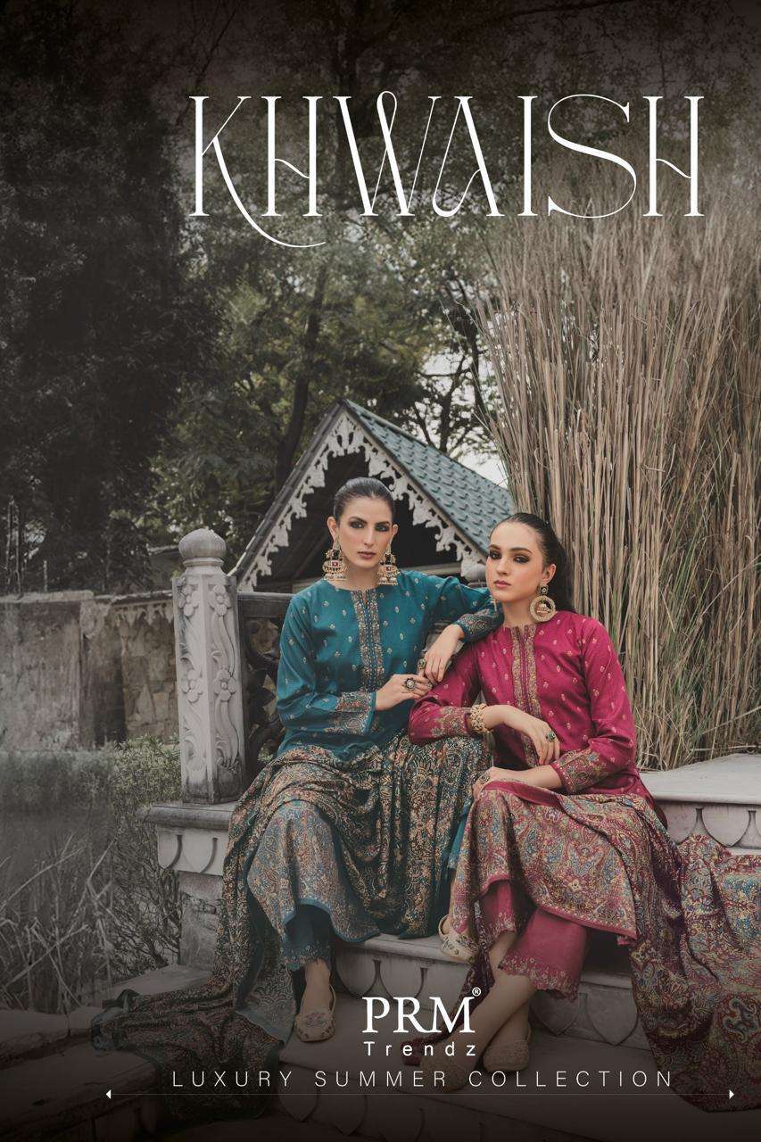 PRM TRENDZ KHWAISH FANCY HANDWORK ZAM SILK SUIT WHOLESALER 