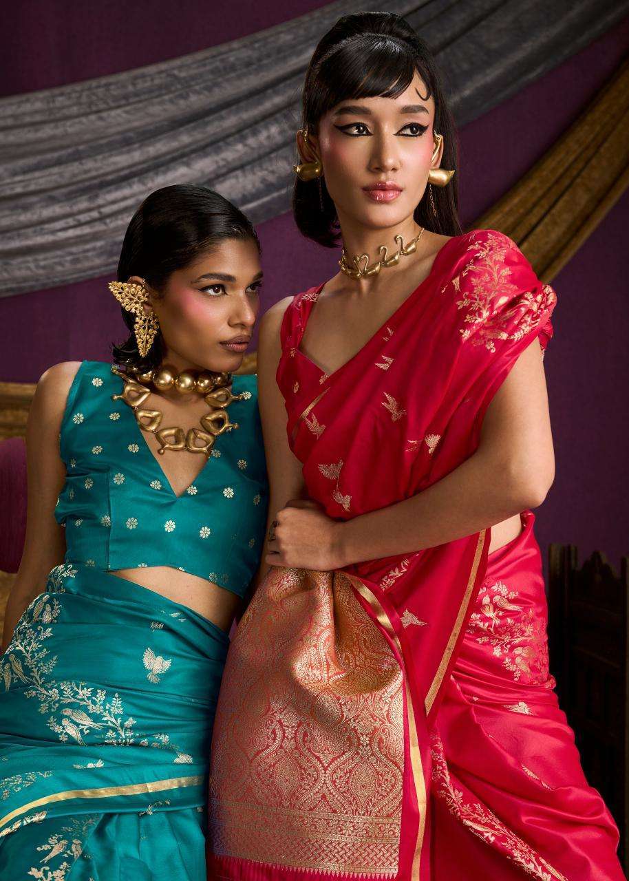 RAJTEX KANTHKALA INDIGO SATIN HANDLOOM SILK SAREE WHOLESALER 