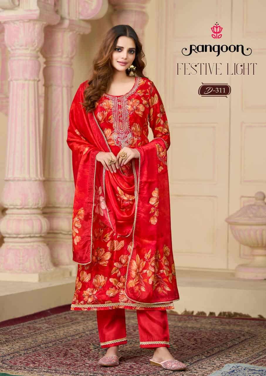 RANGOON FESTIVE LIGHT PURE VISCOSE DESIGNER READYMADE SUIT WHOLESALER BEST RATE 