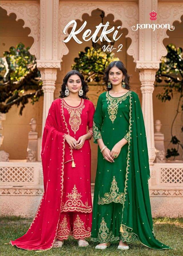RANGOON KETKI VOL 2 CHINON EMBROIDERY SUIT WHOLESALER 2026