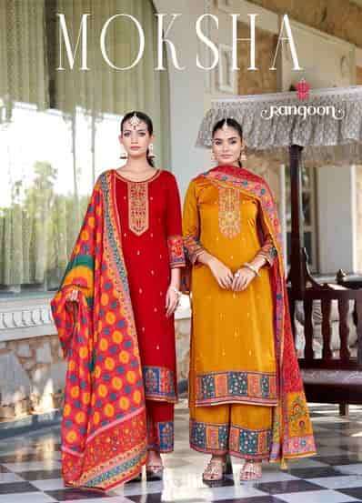 RANGOON MOKSHA SILK EMBRODERY WORK READYMADE SUIT WHOLESALER 
