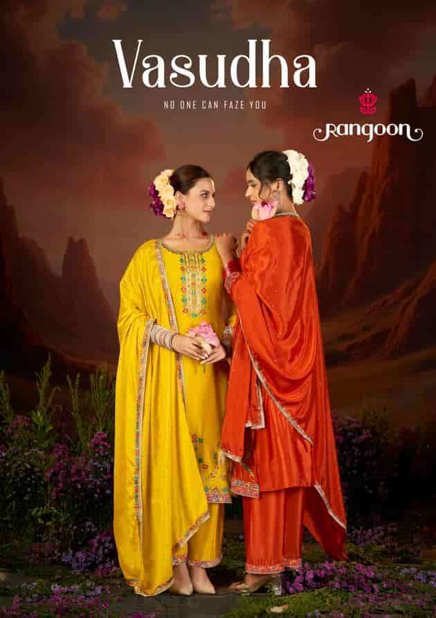 RANGOON VASUDHA FANCY CHINON EMBRODERY READYMADE COLLECTION WHOLESALER 