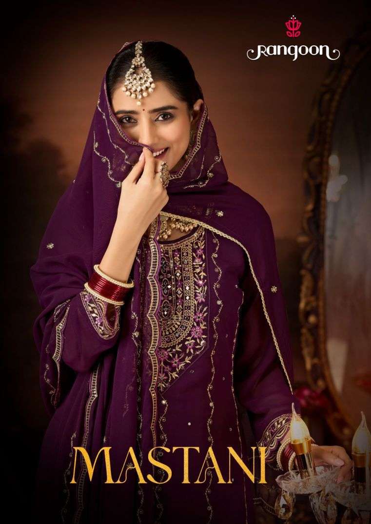 RANGOONN MASTANI GEORGETTE HAND EMBROIDERY READYMADE SUIT WHOLESALER 