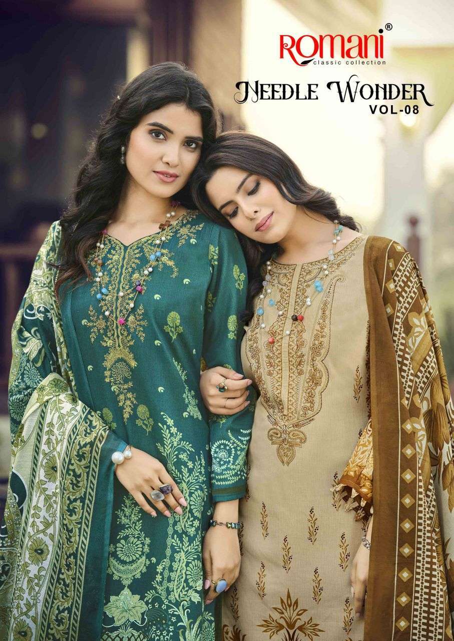 ROMANI NEEDLE WONDER VOL 8 SOFT COTTON PRINTED SUIT WHOLESALER BEST RATE 