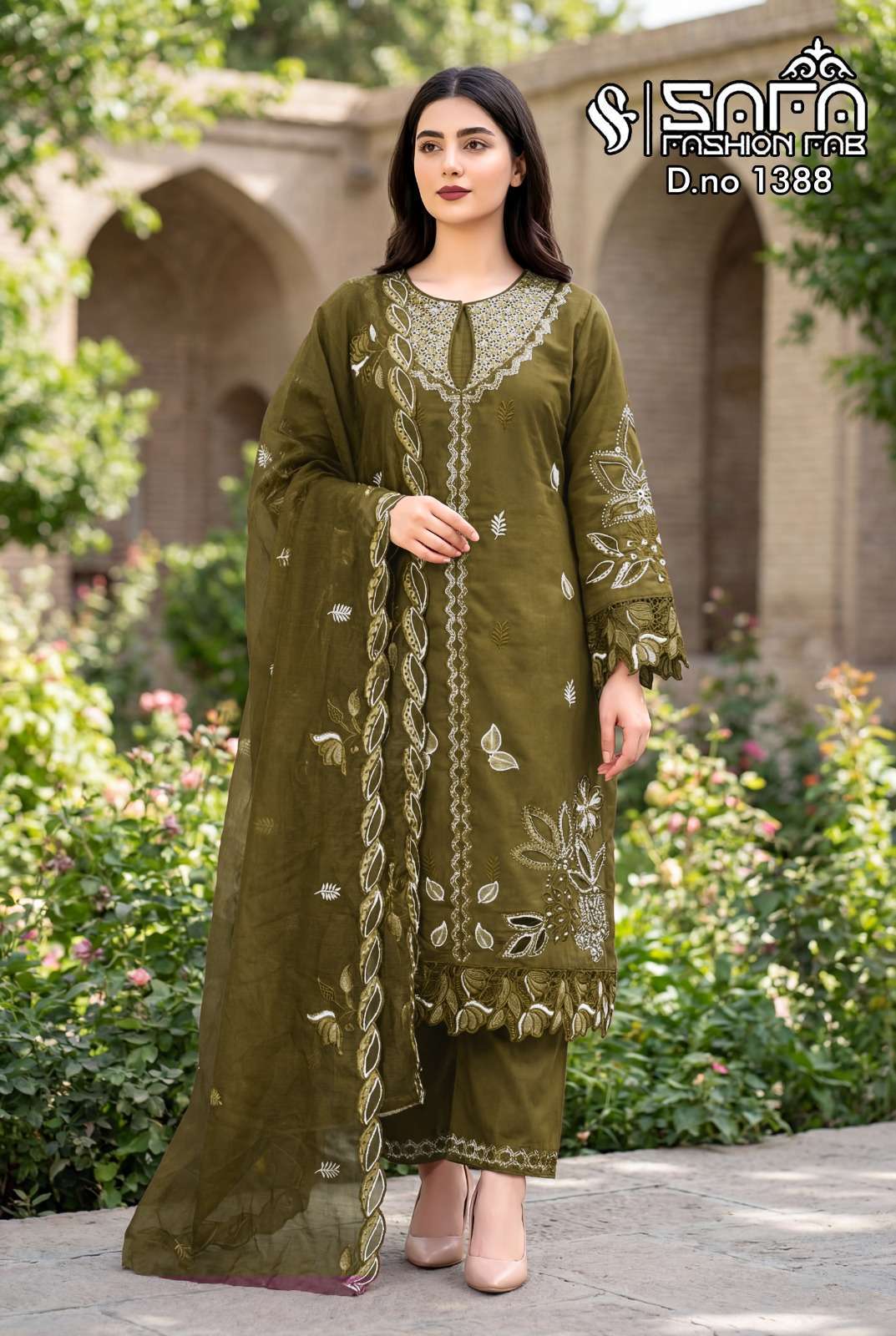 SAFA FASHION FAB 1388 COLORS DESIGNER READYMADE EMBROIDERY READYMADE SUIT WHOLESALER 