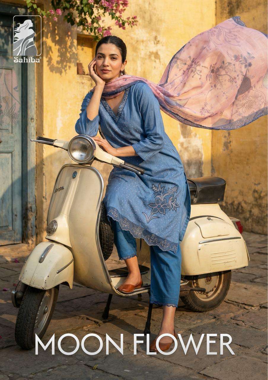 SAHIBA MOON FLOWER COTTON LAWN HAND WORK SUIT WHOLESALER BEST RATE 