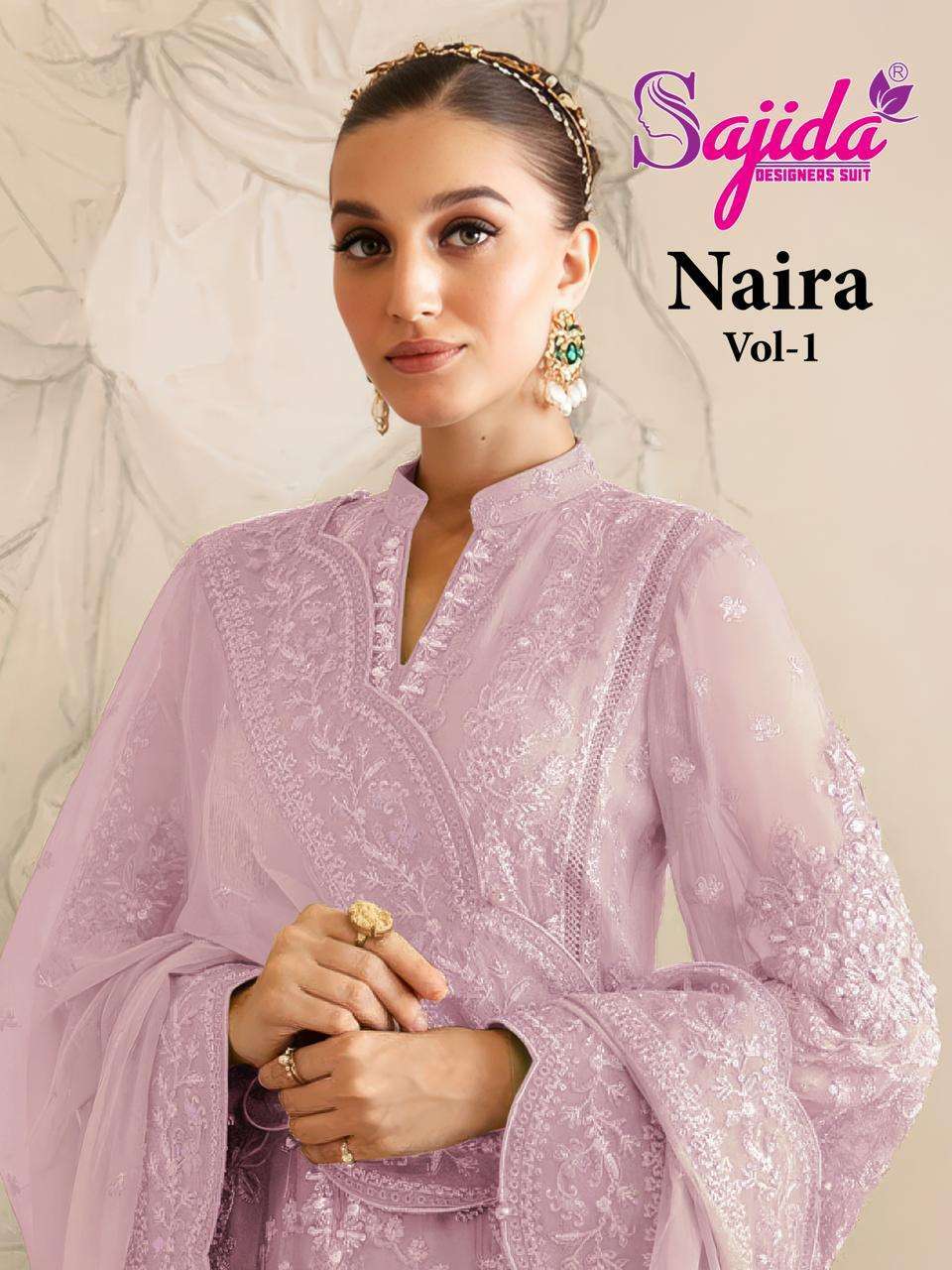 SAJIDA NAIRA VOL 1 GEORGETTE HEAVY EMBROIDERED PAKISTANI SUIT WHOLESALER 