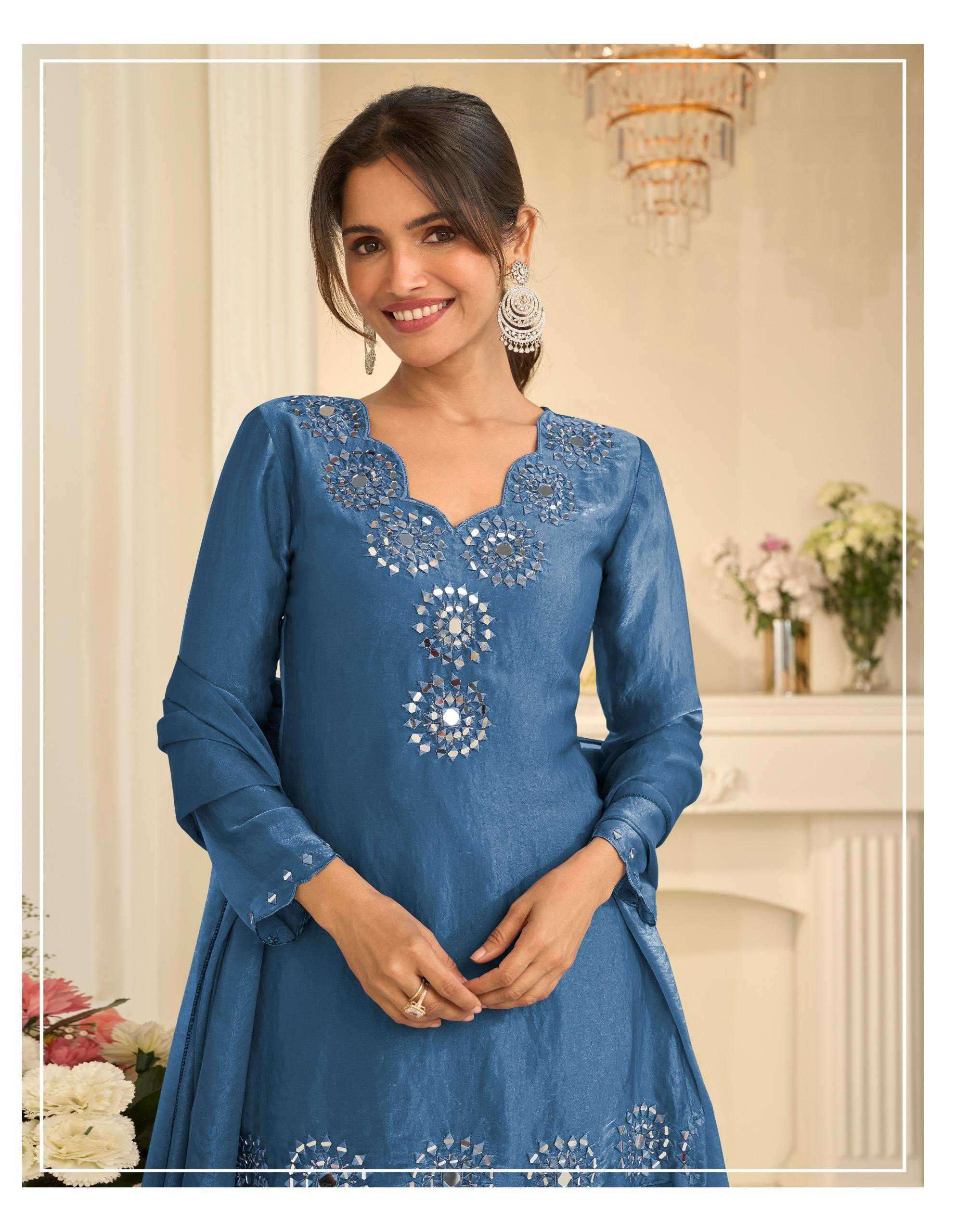 SAYURI DESIGNER MIRROR COLLECTION 10303 COLORS DESIGNER TORA SILK READYMADE SALWER KAMEEZ 